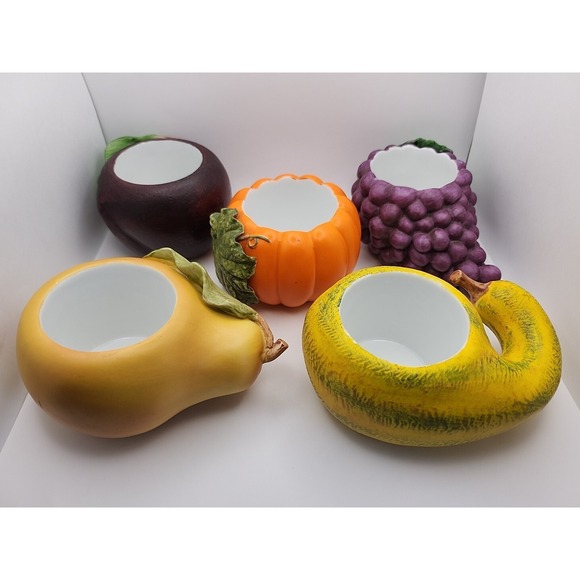 Partylite HARVEST MEDLEY Votive Candle Holders Fall Fruit Veggies P7258 ~ NICE! - Picture 15 of 16
